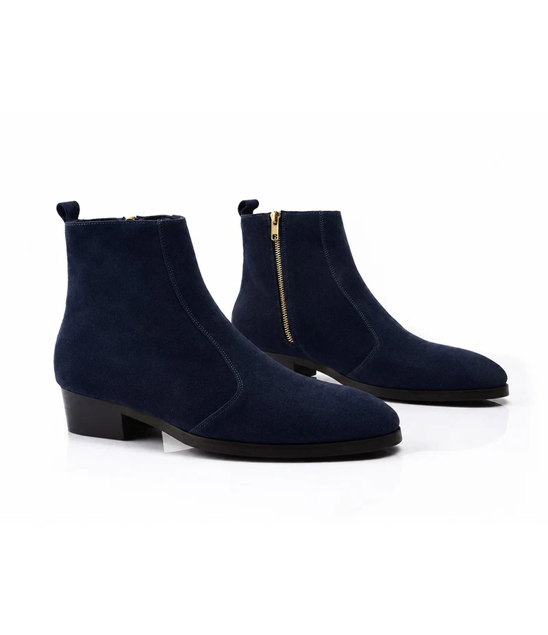 Men's Navy blue Suede Leather Chelsea Boots - Premium Chelsea Boots for Men