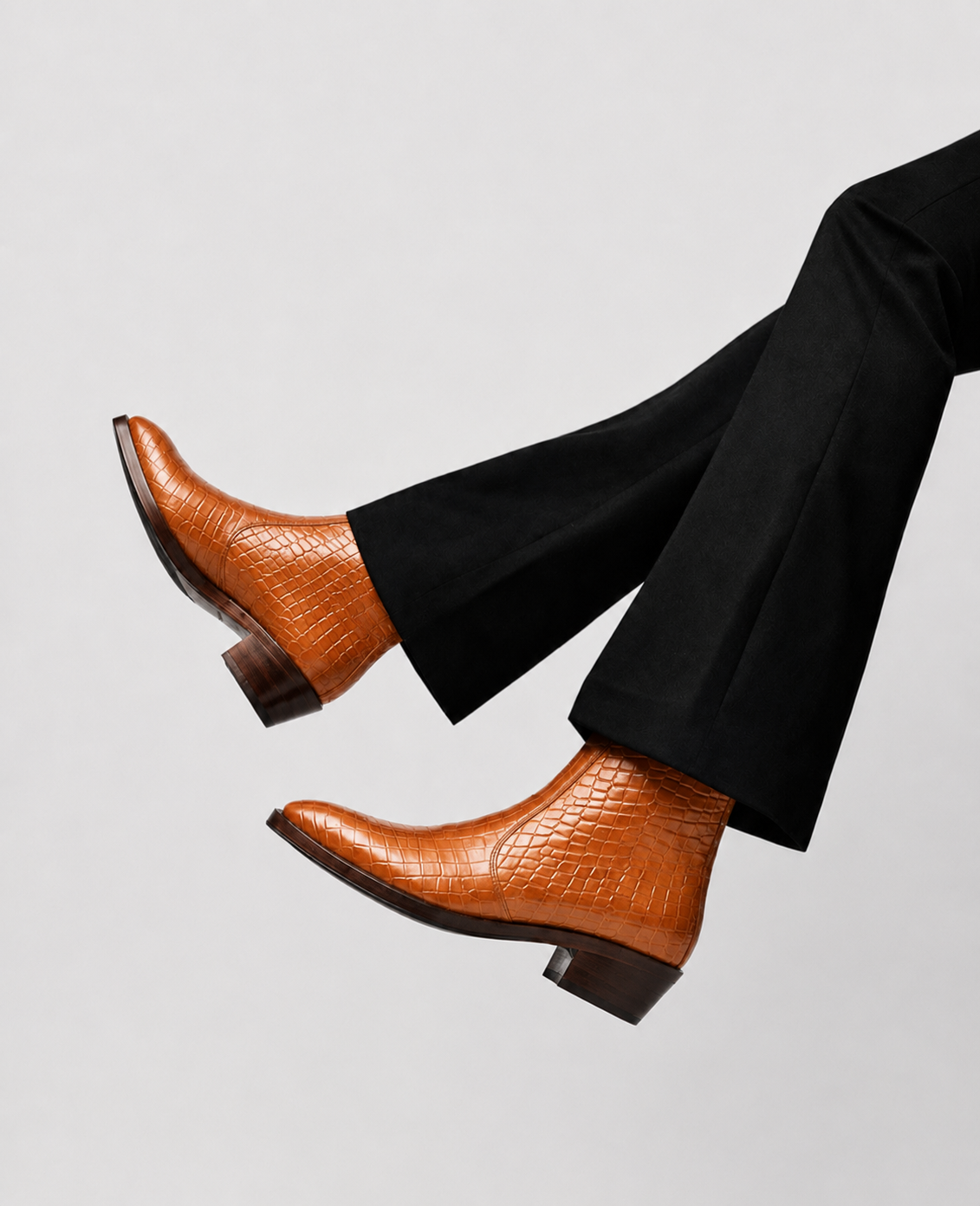 Tan Cuban Heel Leather Boots for Men