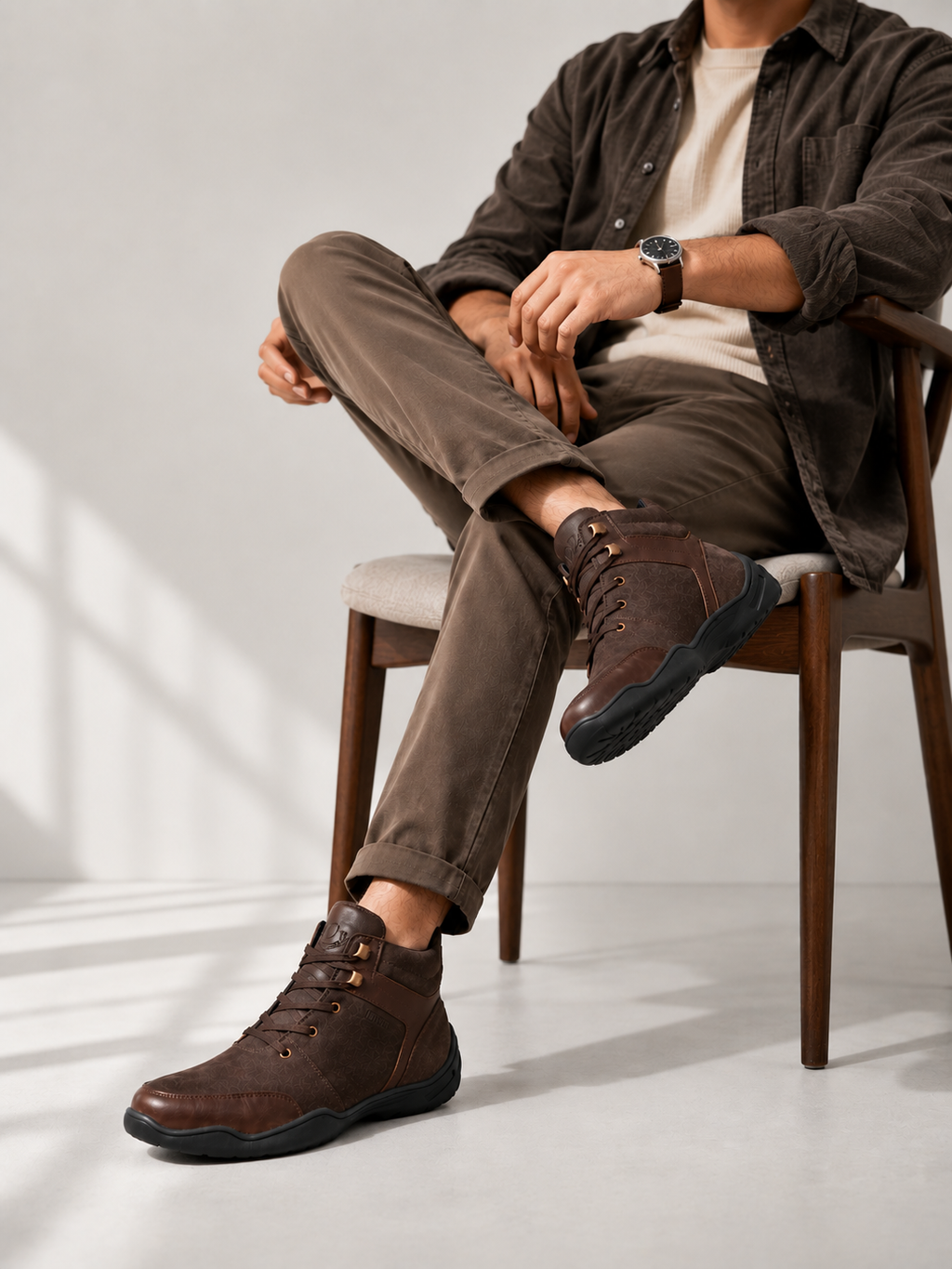 Men's Brown Brague Lace-Up Boots